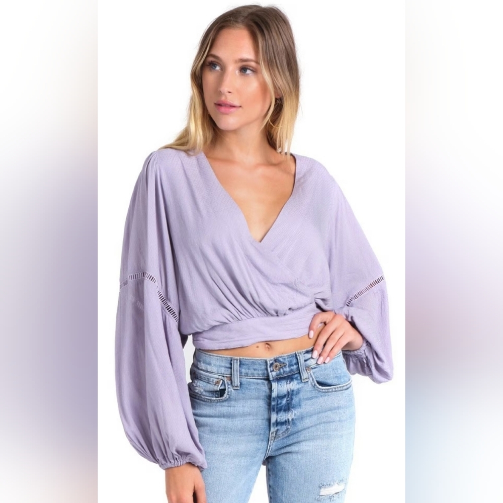 Free People Dream Girl Lavender Wrap Top - Medium